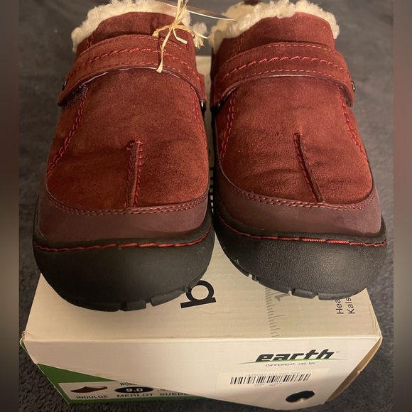 EARTH Indulge Suede Fleeced Lined Clog/Mule. Size 9 Merlot - Picture 5 of 15